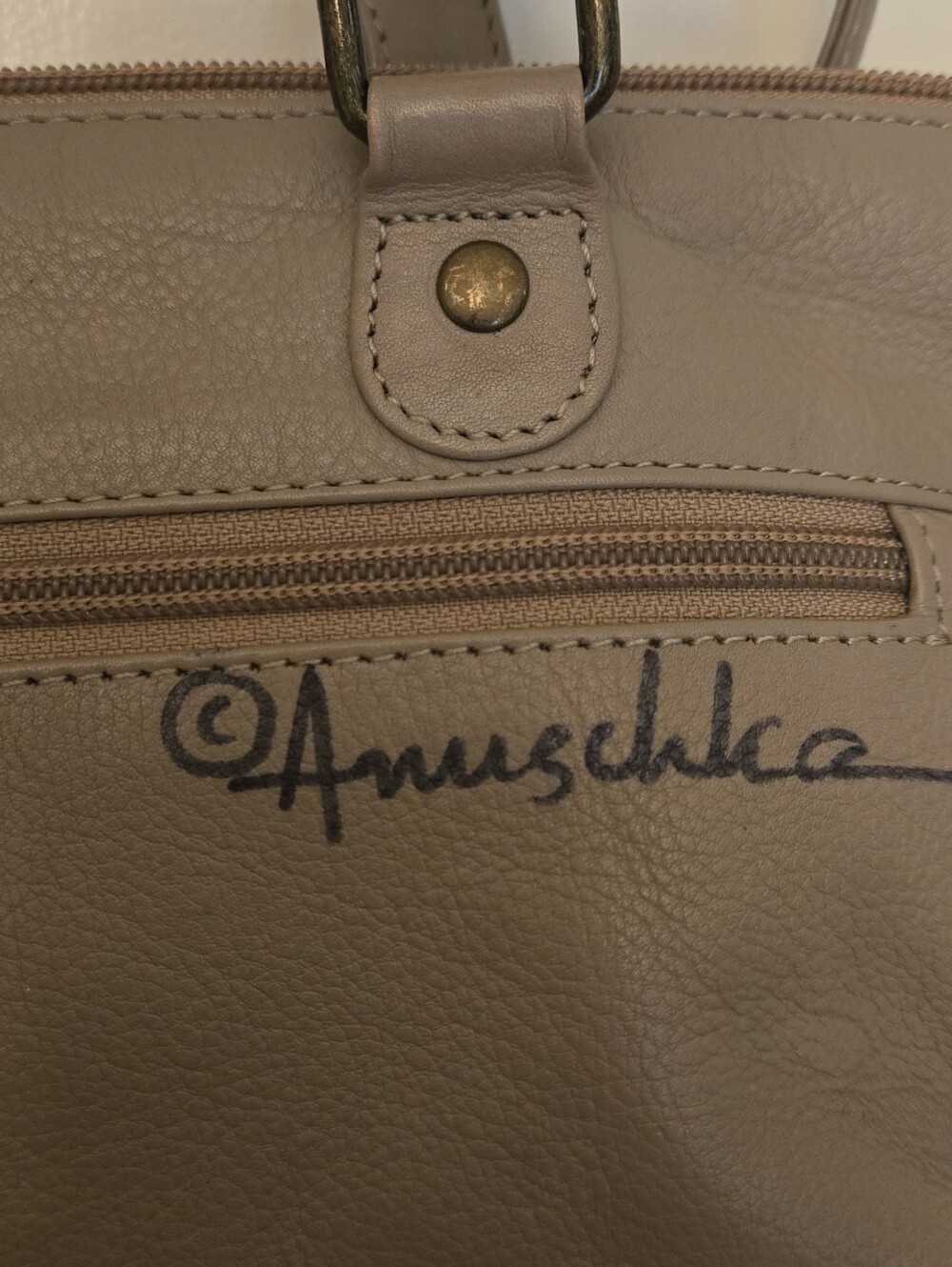 Anuschka Hand-Painted Leather Triple Compartment Satchel Bag - Dreamy Dahlias - Picture 5 of 13